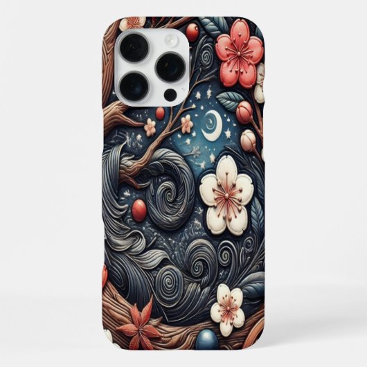 Gedetailleerde Kersenbloesemcompositie iPhone Hoesje (Achterkant)