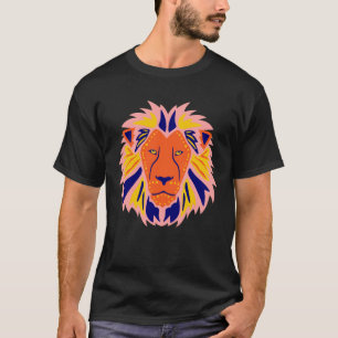 Gedetailleerde Kleurrijke Leeuw Dierenkop Grote Le T-shirt