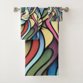 Gedetailleerde kleurrijke leeuwenkop bad handdoek