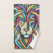 Gedetailleerde kleurrijke leeuwenkop bad handdoek (Handdoek)