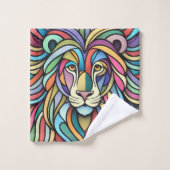 Gedetailleerde kleurrijke leeuwenkop bad handdoek (Wasdoekje)