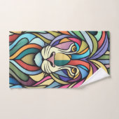 Gedetailleerde kleurrijke leeuwenkop bad handdoek (Handdoek)