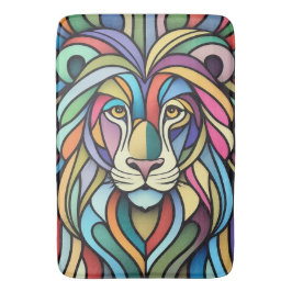 Gedetailleerde kleurrijke leeuwenkop badmat