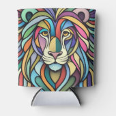 Gedetailleerde kleurrijke leeuwenkop blikjeskoeler (Voorkant)