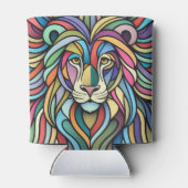 Gedetailleerde kleurrijke leeuwenkop blikjeskoeler (Achterkant)