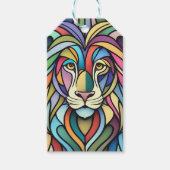 Gedetailleerde kleurrijke leeuwenkop cadeaulabel (Voorkant)