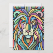 Gedetailleerde kleurrijke leeuwenkop feestdagenkaart (Voorkant)