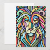 Gedetailleerde kleurrijke leeuwenkop feestdagenkaart (Voorkant / Achterkant)