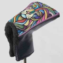 Gedetailleerde kleurrijke leeuwenkop golfheadcover