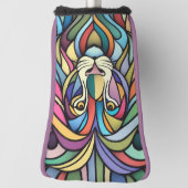 Gedetailleerde kleurrijke leeuwenkop golfheadcover (Draai 90)
