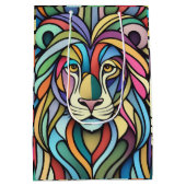 Gedetailleerde kleurrijke leeuwenkop medium cadeauzakje (Achterkant)