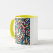 Gedetailleerde kleurrijke leeuwenkop mok (Voorkant links)