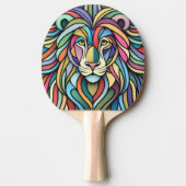 Gedetailleerde kleurrijke leeuwenkop tafeltennisbatje (Voorkant)