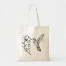 Gedetailleerde kolibrie-lijn kunst met wilde bloem