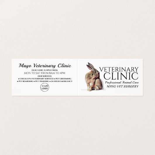Gedetailleerde konijn-, diergeneeskundige en veter visitekaartje (Buitenkant ongevouwen)