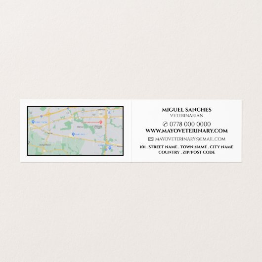 Gedetailleerde konijn-, diergeneeskundige en veter visitekaartje (Binnenkant ongevouwen)
