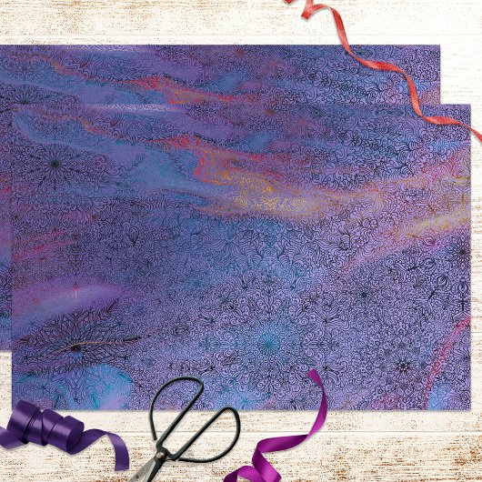 Gedetailleerde Lacy Hand Drawn Doodle Henna Indian Tissuepapier