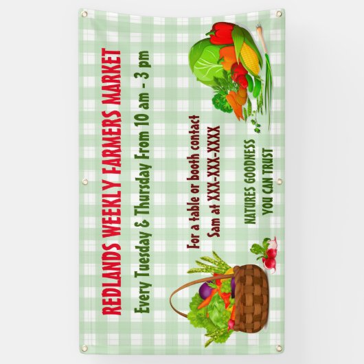 Gedetailleerde landbouwers marktgroenten personali spandoek (Verticaal)