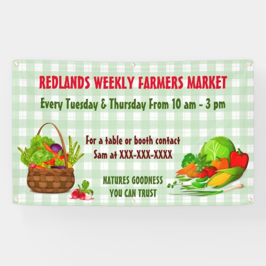 Gedetailleerde landbouwers marktgroenten personali spandoek (Horizontaal)