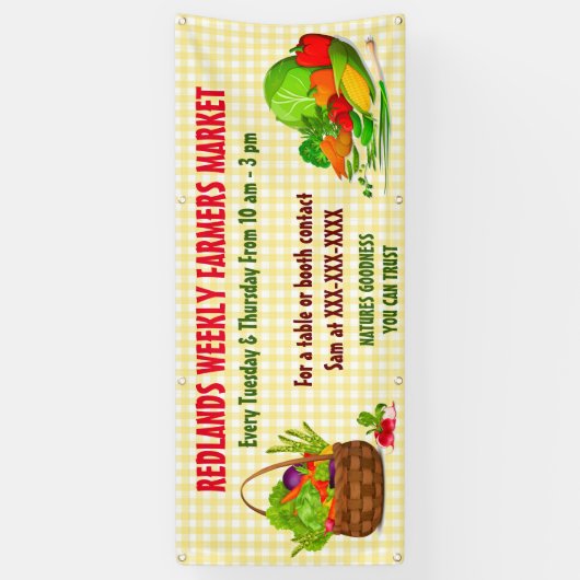 Gedetailleerde landbouwers marktgroenten personali spandoek (Verticaal)