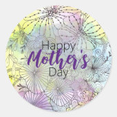 Gedetailleerde Line Art Zachte Kleurenpalet Moeder Ronde Sticker (Voorkant)