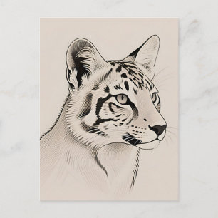 Gedetailleerde Lynx Portret Lijnkunst Briefkaart