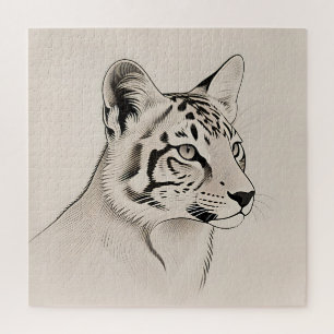 Gedetailleerde Lynx Portret Lijnkunst Legpuzzel