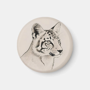 Gedetailleerde Lynx Portret Lijnkunst Magneet