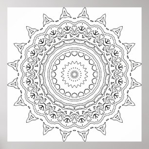 Gedetailleerde Mandala Kleurplaat met Hart Motieve Poster