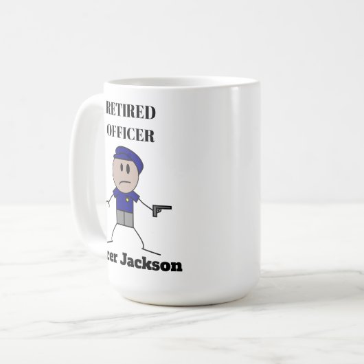 Gedetailleerde Mok koffie van politieagent in rust (Voorkant links)