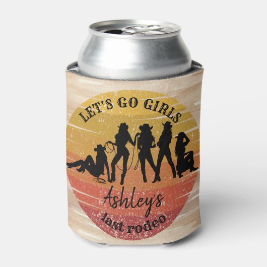 Gedetailleerde naam Cowgirl bachelorette party Blikjeskoeler (Blikje Voorkant)