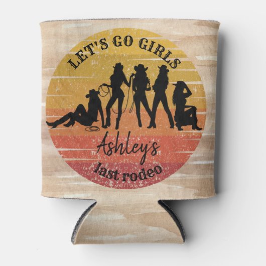 Gedetailleerde naam Cowgirl bachelorette party Blikjeskoeler (Voorkant)