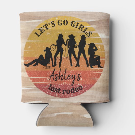 Gedetailleerde naam Cowgirl bachelorette party Blikjeskoeler (Achterkant)