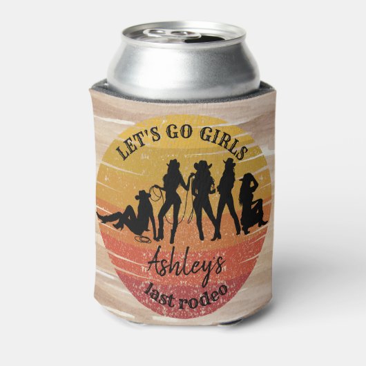 Gedetailleerde naam Cowgirl bachelorette party Blikjeskoeler (Blikje Achterkant)