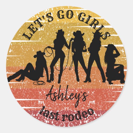 Gedetailleerde naam Cowgirl bachelorette party Ronde Sticker (Voorkant)