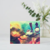 Gedetailleerde Natuur tak Vogels metaal Feestdagenkaart (Staand voorkant)