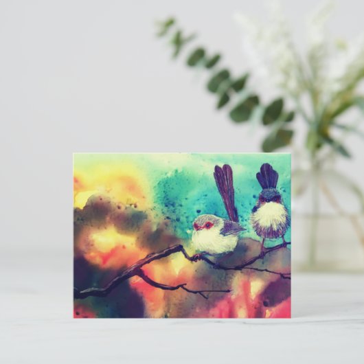 Gedetailleerde Natuur tak Vogels metaal Feestdagenkaart (Staand voorkant)