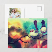 Gedetailleerde Natuur tak Vogels metaal Feestdagenkaart (Voorkant / Achterkant)