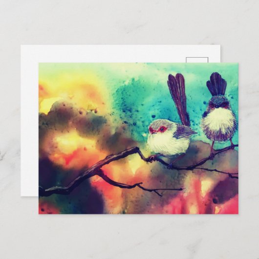 Gedetailleerde Natuur tak Vogels metaal Feestdagenkaart (Voorkant / Achterkant)