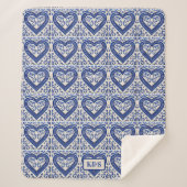 Gedetailleerde Nederlandse Tegels Blauw hart op wi Sherpa Deken (Voorkant)