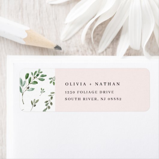 Gedetailleerde olijftak | Eenvoudig zwart-wit Etiket (Insitu)