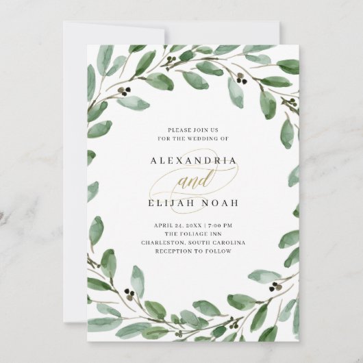 Gedetailleerde olijftak | Eenvoudige Waterverf bru Kaart (Voorkant)