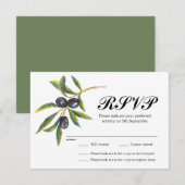 Gedetailleerde olijftak Weddding RSVP (Voorkant / Achterkant)