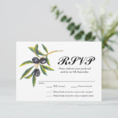 Gedetailleerde olijftak Weddding RSVP Kaartje (Staand voorkant)