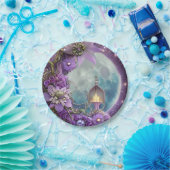 Gedetailleerde Paarse ventilator Papieren Bordje (Feest)