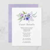 Gedetailleerde pastel Violet Floral Weddenschap Informatiekaartje (Voorkant / Achterkant)
