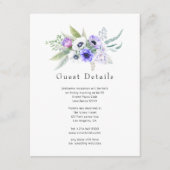 Gedetailleerde pastel Violet Floral Weddenschap Informatiekaartje (Voorkant)