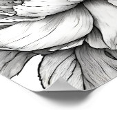 Gedetailleerde Pioen Bloem Close-up Naam Kleuring Poster (Hoek)