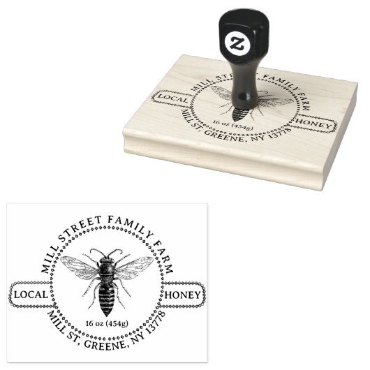 GEDETAILLEERDE  QUEEN BEE ILLUSTRATION HONING RUBBERSTEMPEL (Gestempeld)