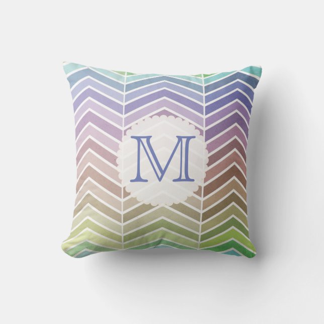 Gedetailleerde regenboog en getextureerd Chevron P Kussen (Voorkant)